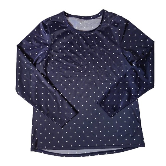 LL Bean Women's SunSmart® UPF 50+ Sun Shirt Blue White Polka Dot-Size Medium - Picture 1 of 4